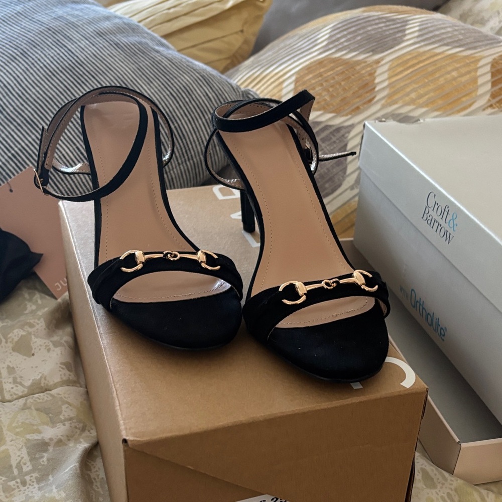 Black Heels with Gold Details